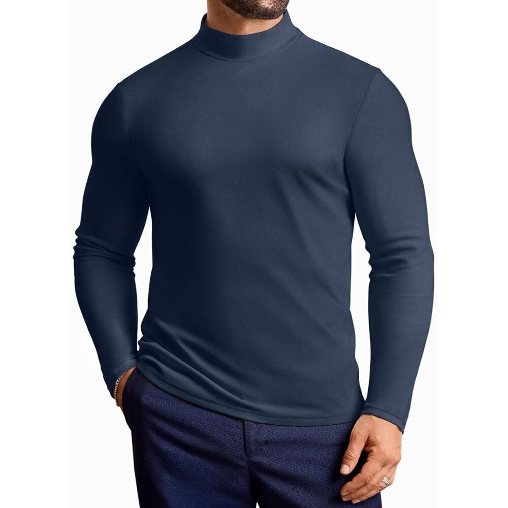 Mens Mock Turtleneck Sweater Long Sleeve Basic Slim Fit Pullover Sweaters Therma